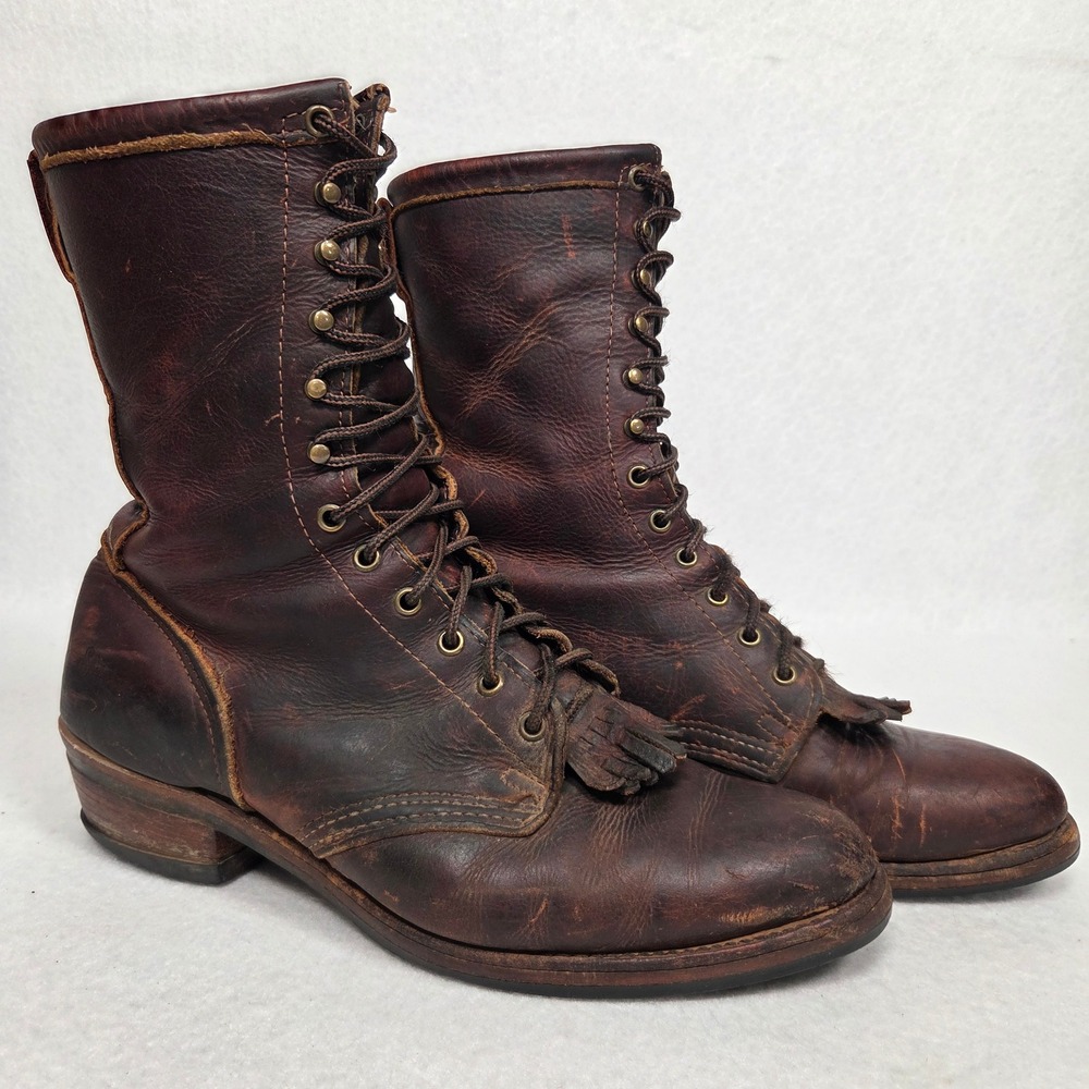 Vtg Chippewa Boots Mens 10.5 EE Crazy Horse 24900 Packer Boot Western Leather